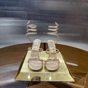 rene caovilla bella braided leather snake-wrap sandals shoes